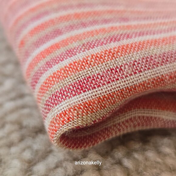 Linen Blend Large Striped Scarf Pink, Orange, and White - Picture 12 of 14